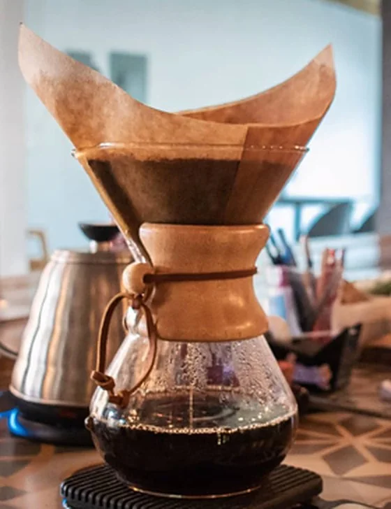 Café colado en Chemex