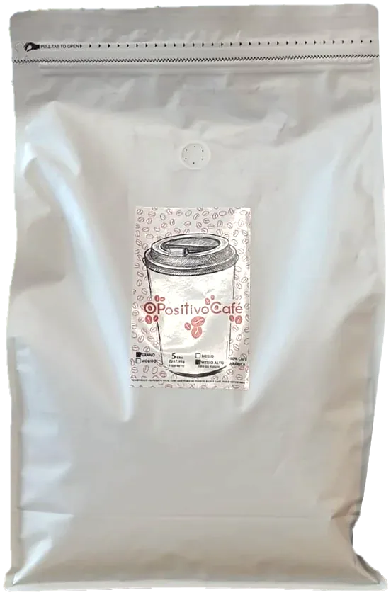 Una bolsa de cinco libras de Café O Positivo