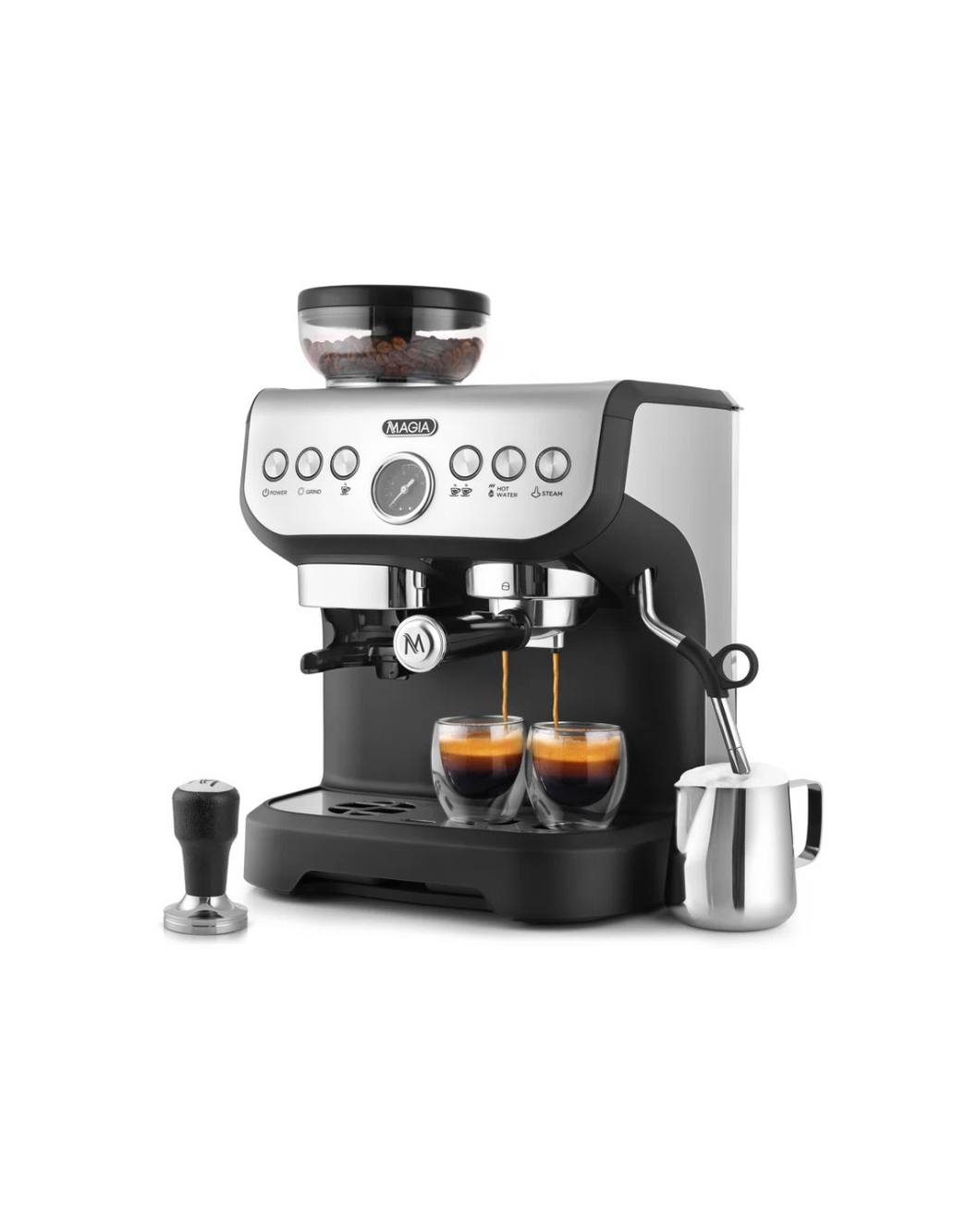 Magia Manual Espresso Machine with Grinder and Milk Frother